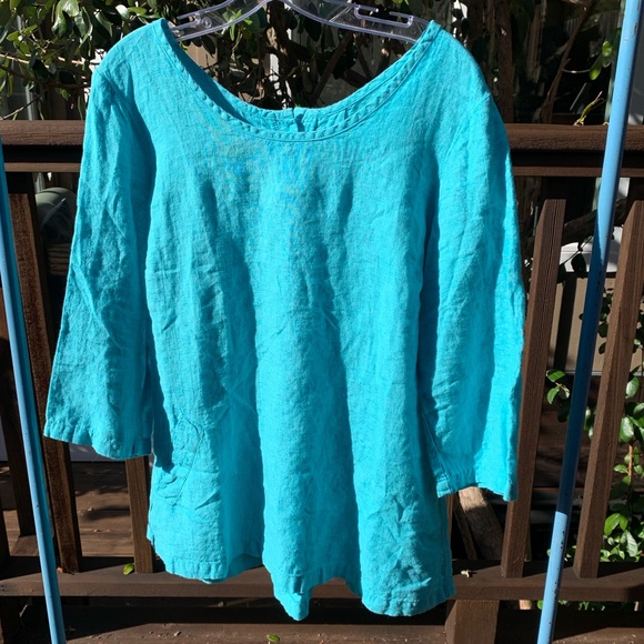 Flax Linen Backup Tunic Top Size M Back Up Blouse - Picture 2 of 9